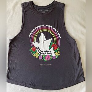 Spiritual Gangster Do All Things With Peace And Love Dove Tank Sz M Black